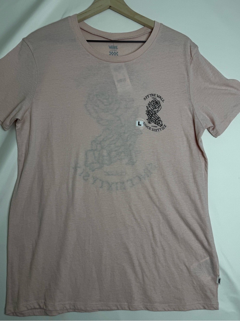 Vans Off The Wall Skeleton Rose Graphic Tee Pink Size L